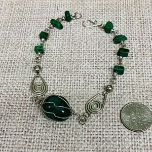 ‎Silver Wire Wrapped Aventurine Bracelet